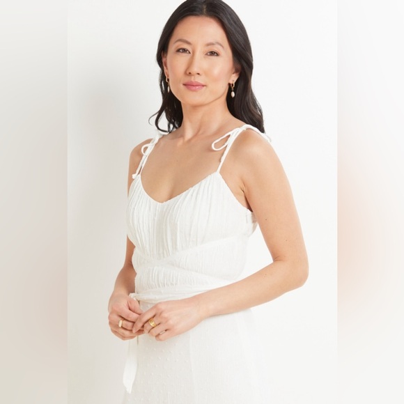 PAIGE Inesa Ruffle-Tiered Midi Dress – White, Size L NWT (Small Mark Flaw) - Picture 3 of 9